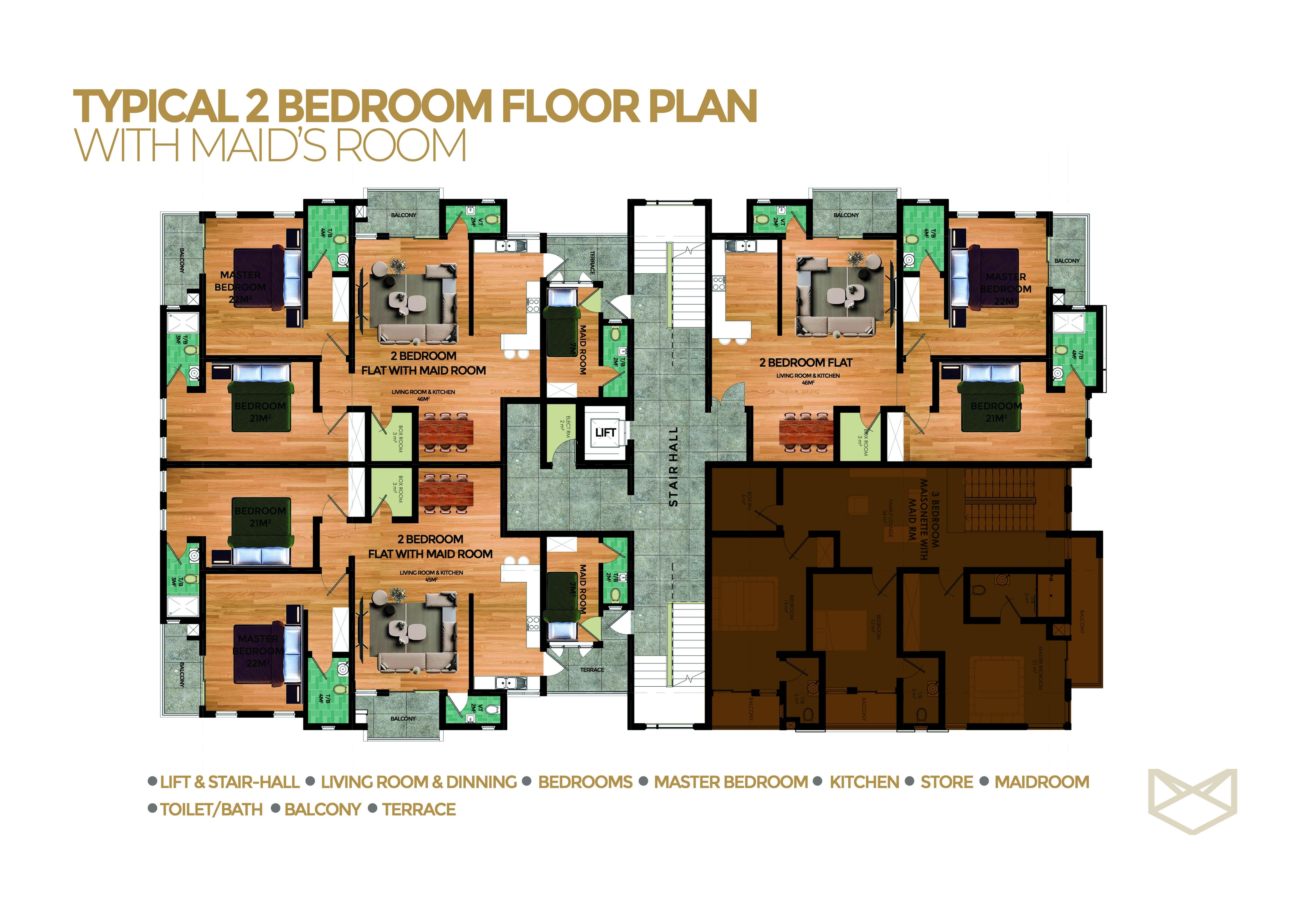 Rosewood Apartments 2-bedroom floor plan