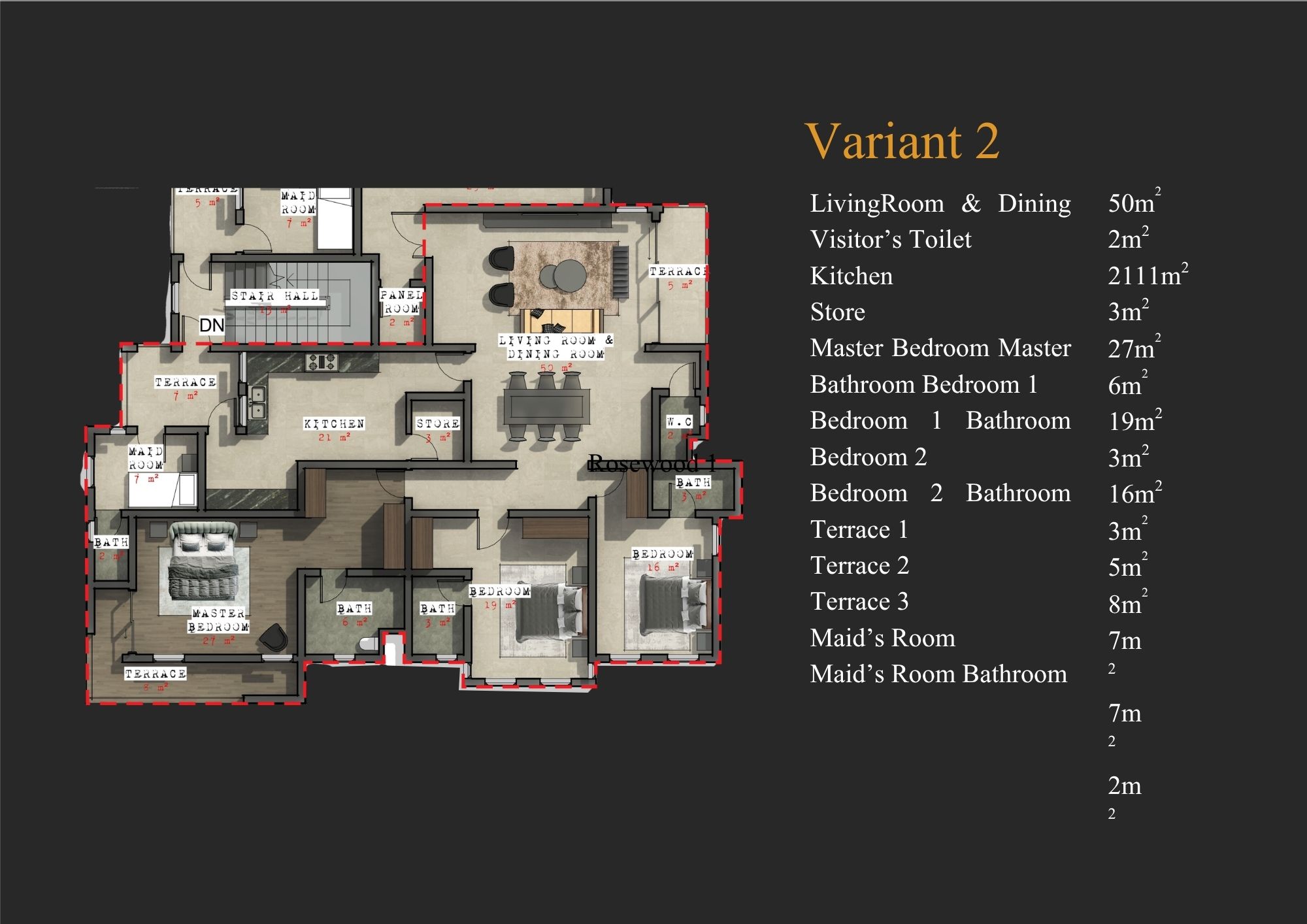 Rosewood Apartments I floor plan variant 2
