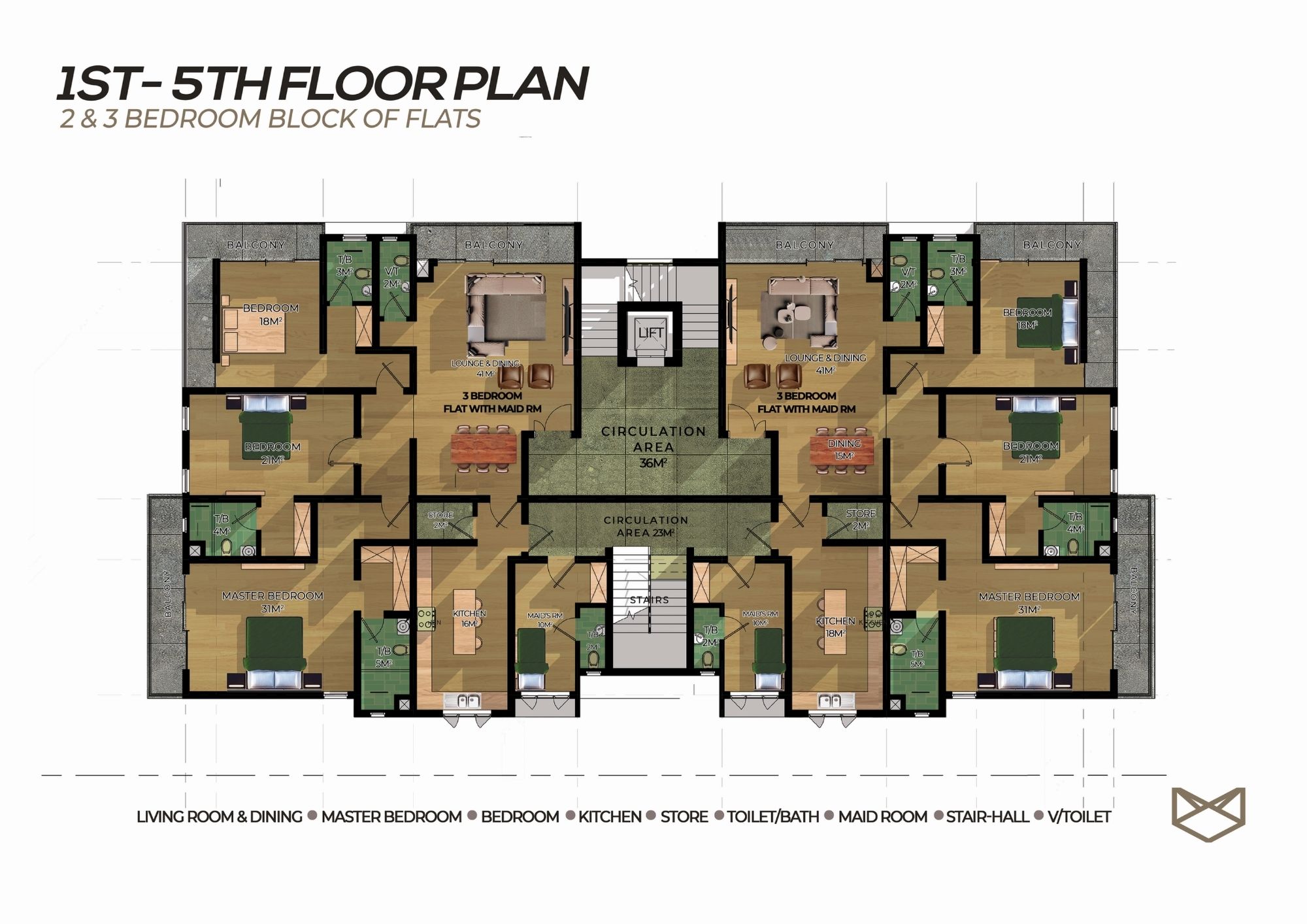 Rosewood Apartments II 1st–5th floor plan