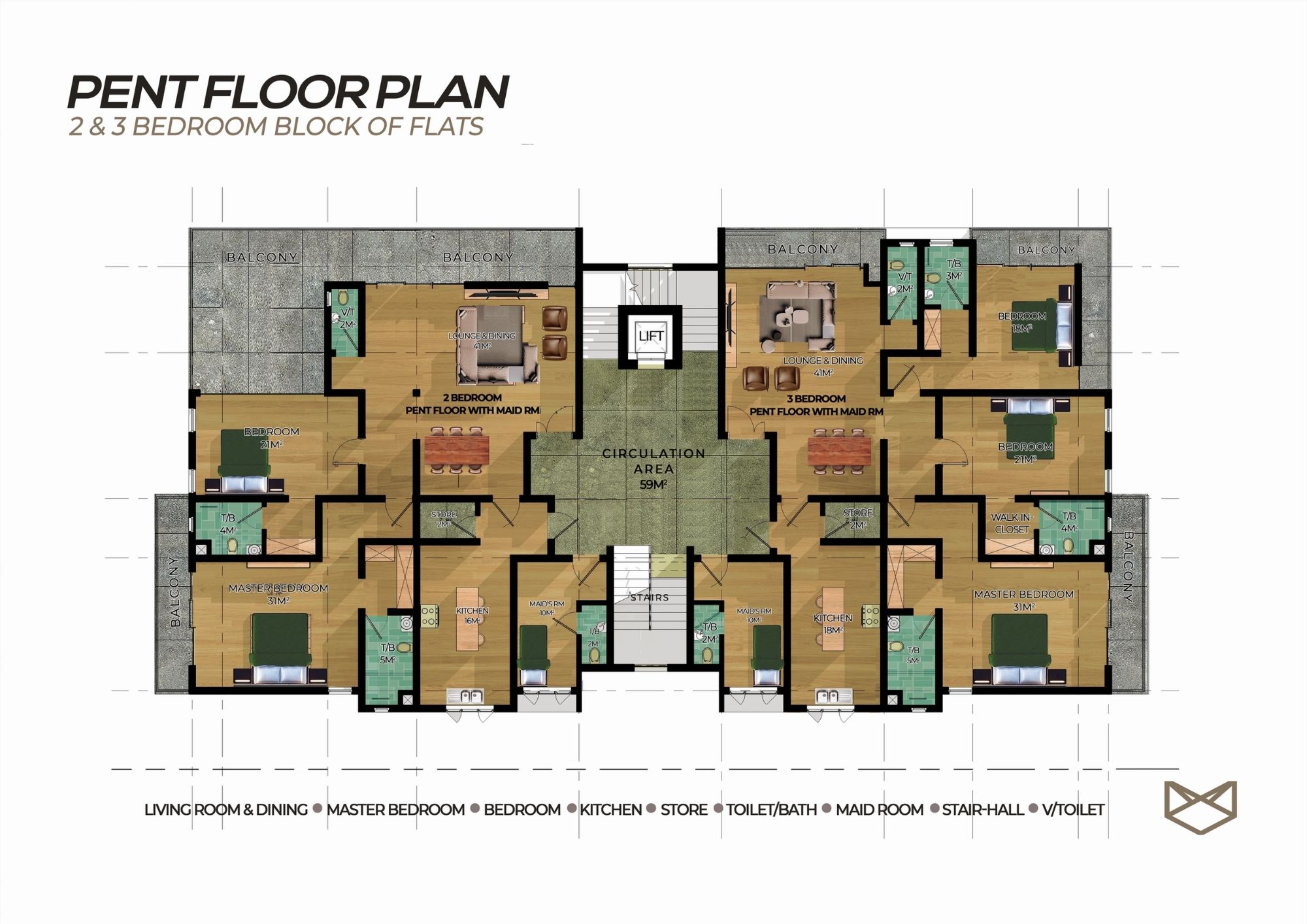 Rosewood Apartments II penthouse floor plan